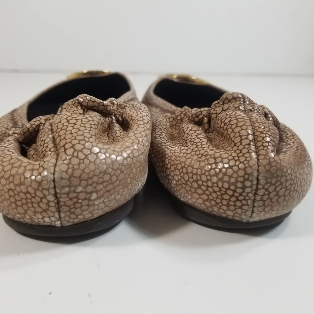 Tory Burch Reva Tumbled Brown Ballet Flats Sz 7 M